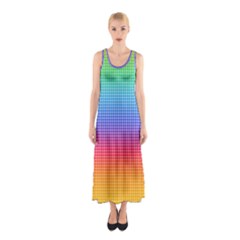 Plaid Rainbow Retina Green Purple Red Yellow Sleeveless Maxi Dress by Mariart