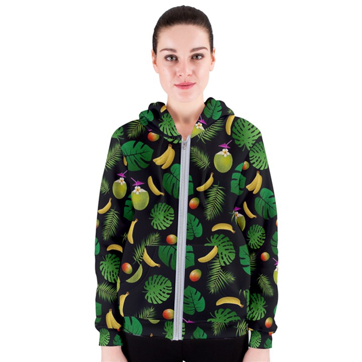 Tropical pattern Women s Zipper Hoodie