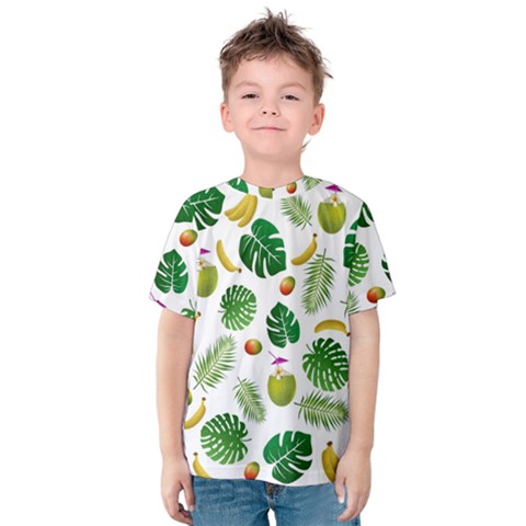 Tropical Pattern Kids  Cotton Tee by Valentinaart