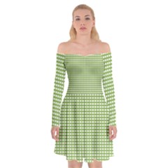 Gingham Check Plaid Fabric Pattern Off Shoulder Skater Dress by Nexatart