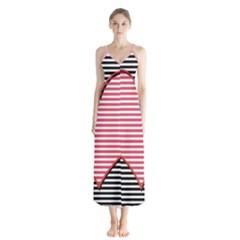 Heart Stripes Symbol Striped Button Up Chiffon Maxi Dress by Nexatart