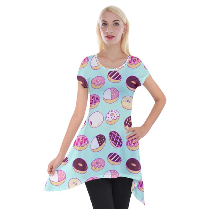 Donut Jelly Bread Sweet Short Sleeve Side Drop Tunic