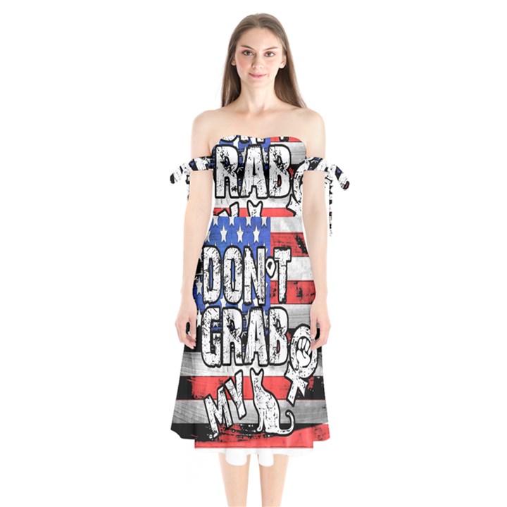 Dont grab my Shoulder Tie Bardot Midi Dress