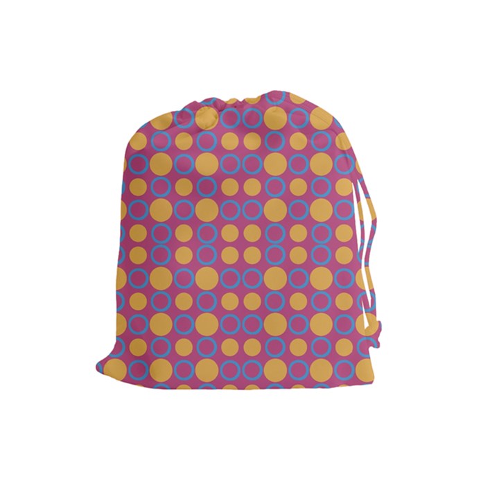 Colorful Geometric Polka Print Drawstring Pouches (Large) 