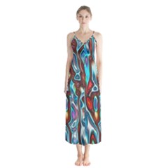 Dizzy Stone Wave Button Up Chiffon Maxi Dress by Mariart