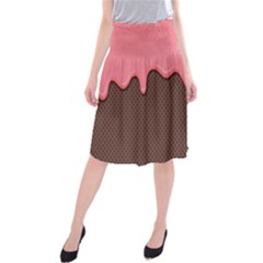 Ice Cream Pink Choholate Plaid Chevron Midi Beach Skirt by Mariart