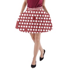 Pink White Polka Dots A-line Pocket Skirt by Mariart