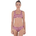 Pink White Polka Dots Criss Cross Bikini Set View1