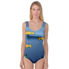 Water Bubbles Fish Seaworld Blue Princess Tank Leotard  by Mariart