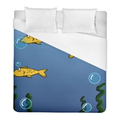 Water Bubbles Fish Seaworld Blue Duvet Cover (full/ Double Size) by Mariart