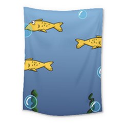 Water Bubbles Fish Seaworld Blue Medium Tapestry by Mariart