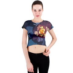 Flower Crew Neck Crop Top by oddzodd