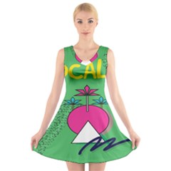 Behance Feelings Beauty Local Polka Dots Green V-neck Sleeveless Skater Dress by Mariart