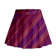 Maroon Striped Texture Mini Flare Skirt by Mariart