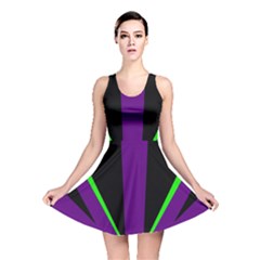 Rays Light Chevron Purple Green Black Line Reversible Skater Dress by Mariart