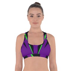 Rays Light Chevron Purple Green Black Line Cross Back Sports Bra by Mariart