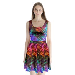 Rainbow Shake Light Line Split Back Mini Dress  by Mariart