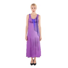 Verre Bleu Wave Chevron Waves Purple Sleeveless Maxi Dress by Mariart