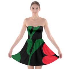 Illustrators Portraits Plants Green Red Polka Dots Strapless Bra Top Dress by Mariart