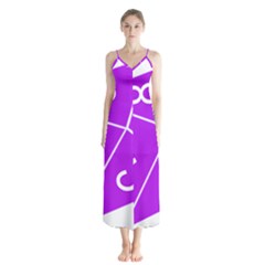 Number Purple Button Up Chiffon Maxi Dress by Mariart