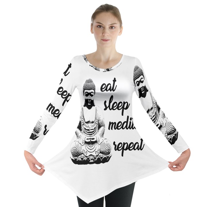 Eat, sleep, meditate, repeat  Long Sleeve Tunic 