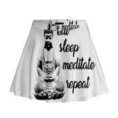 Eat, Sleep, Meditate, Repeat  Mini Flare Skirt by Valentinaart