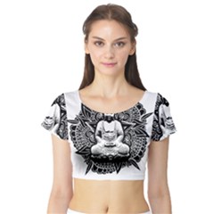 Ornate Buddha Short Sleeve Crop Top (tight Fit) by Valentinaart