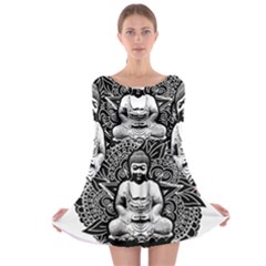 Ornate Buddha Long Sleeve Skater Dress by Valentinaart