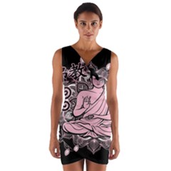 Ornate Buddha Wrap Front Bodycon Dress by Valentinaart