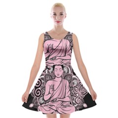 Ornate Buddha Velvet Skater Dress by Valentinaart