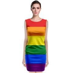 Pride Rainbow Flag Classic Sleeveless Midi Dress by Valentinaart