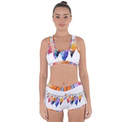 Watercolor Feathers Racerback Boyleg Bikini Set by LimeGreenFlamingo