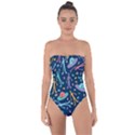 Alien Pattern Blue Tie Back One Piece Swimsuit View1