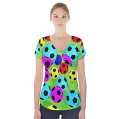 Balls Colors Short Sleeve Front Detail Top by BangZart