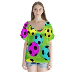 Balls Colors Flutter Sleeve Top by BangZart