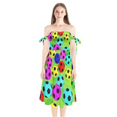 Balls Colors Shoulder Tie Bardot Midi Dress by BangZart