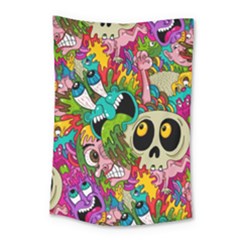 Crazy Illustrations & Funky Monster Pattern Small Tapestry by BangZart