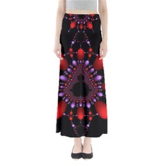 Fractal Red Violet Symmetric Spheres On Black Full Length Maxi Skirt by BangZart