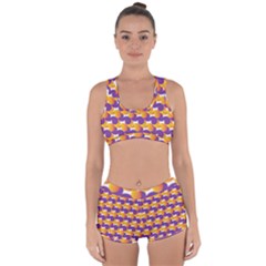 Purple And Yellow Abstract Pattern Racerback Boyleg Bikini Set by paulaoliveiradesign