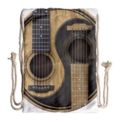 Old And Worn Acoustic Guitars Yin Yang Drawstring Bag (large) by JeffBartels