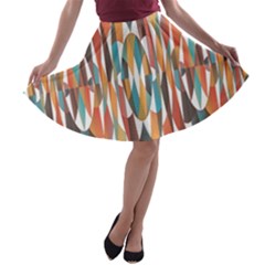 Colorful Geometric Abstract A-line Skater Skirt by linceazul