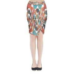 Colorful Geometric Abstract Midi Wrap Pencil Skirt by linceazul