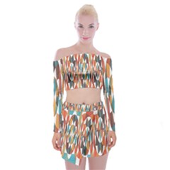 Colorful Geometric Abstract Off Shoulder Top With Skirt Set by linceazul