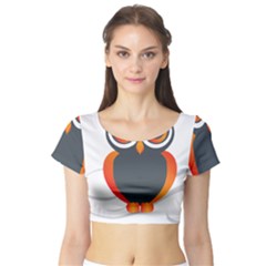 Owl Logo Short Sleeve Crop Top (tight Fit) by BangZart