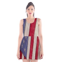 Usa Flag Scoop Neck Skater Dress by BangZart