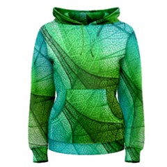 Sunlight Filtering Through Transparent Leaves Green Blue Women s Pullover Hoodie by BangZart