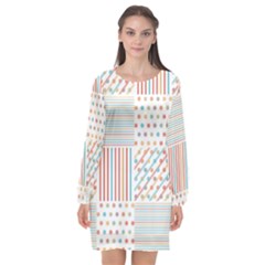 Simple Saturated Pattern Long Sleeve Chiffon Shift Dress  by linceazul