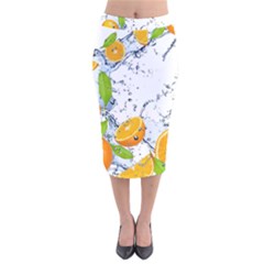 Fruits Water Vegetables Food Velvet Midi Pencil Skirt by BangZart