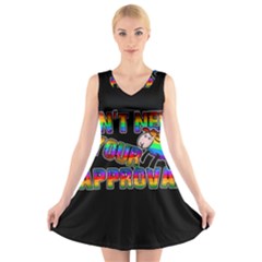 Dont Need Your Approval V-neck Sleeveless Skater Dress by Valentinaart