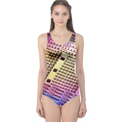 Optics Electronics Machine Technology Circuit Electronic Computer Technics Detail Psychedelic Abstra One Piece Swimsuit by BangZart